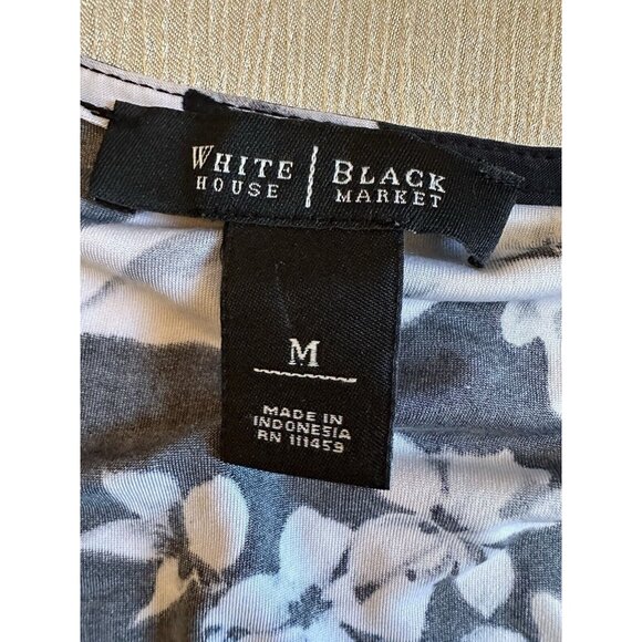 WHBM Women's Black & White Floral Print Ruffles Sleeveless Blouse Top Sz‎ Medium - Picture 5 of 8